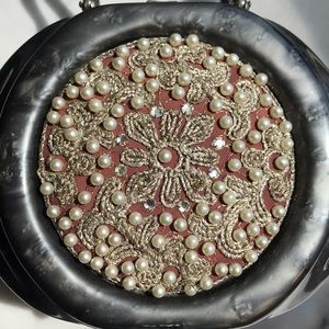 Vintage LLEWELLYN Marbleized Dark Grey Lucite Purse